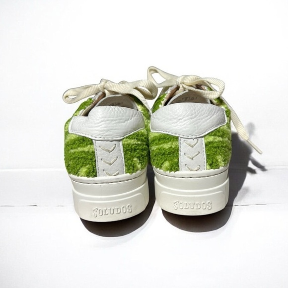🌻NEW NWOT Soludos Psychedelic Green Spiral Ibiza Platform Leather Sneakers 7.5 - Picture 2 of 9